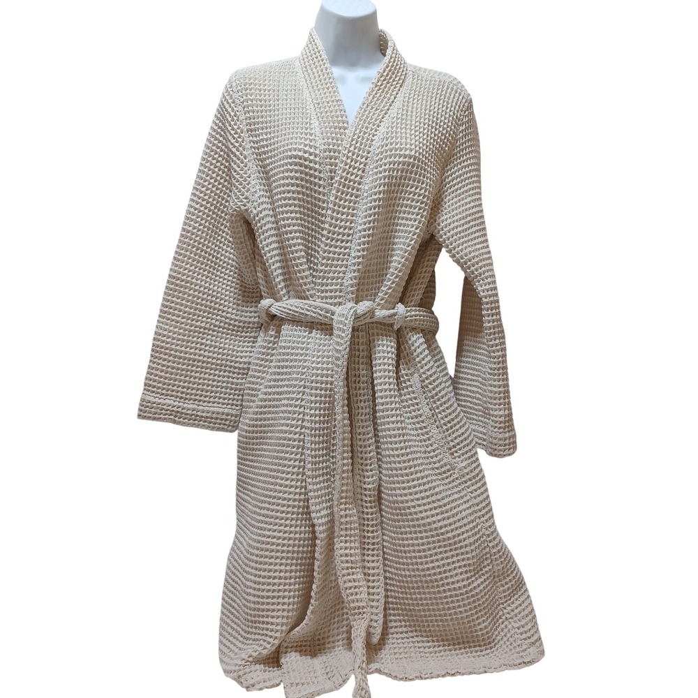 Parachute Home Turkish Cotton Waffle Robe M Oatmeal Tan Spa Resort Bath Elevated